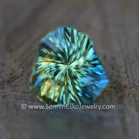 0.61ct Blue/Green/Yellow Sapphire Arrowhead, 4.8x4.9mm - Galaxy cut
