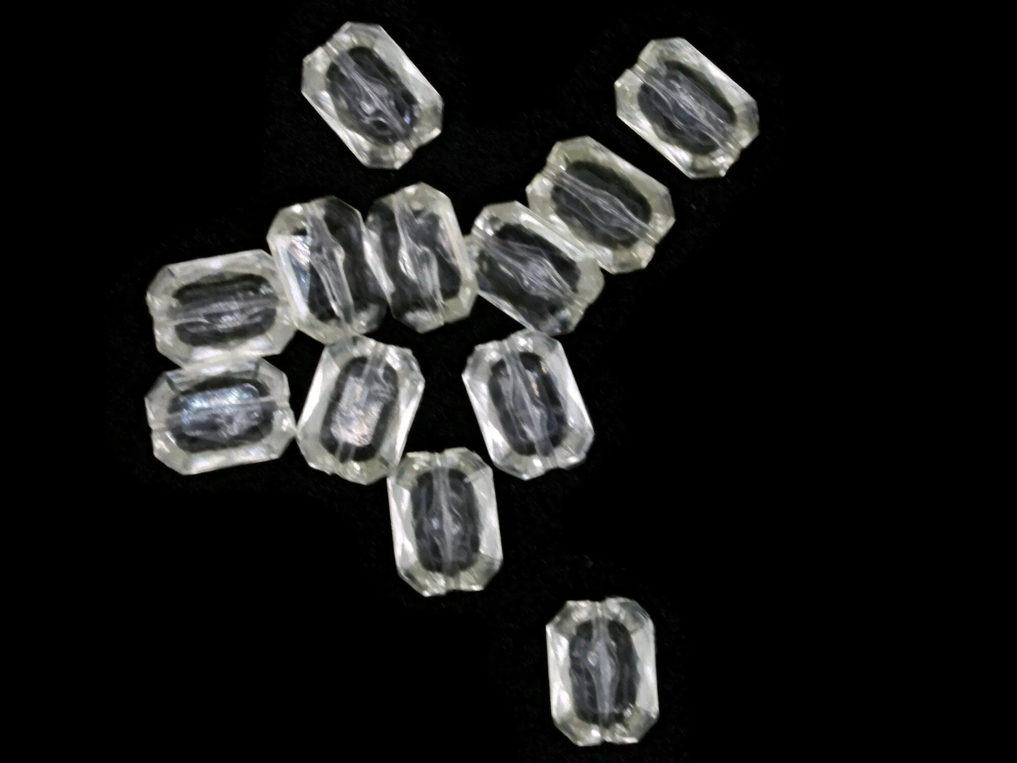 12 18mm Clear Acrylic Gems - Rectangle Jewel Beads