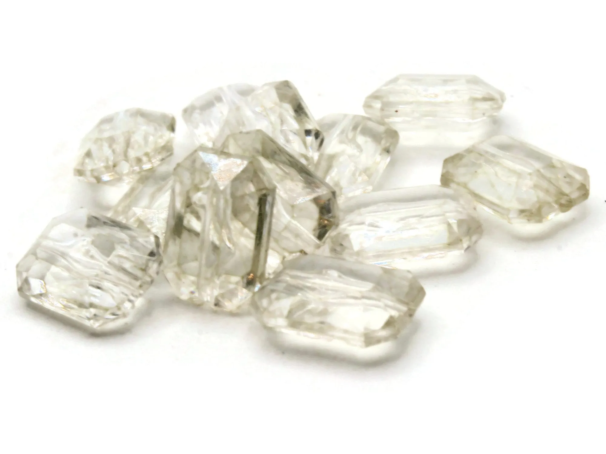 12 18mm Clear Acrylic Gems - Rectangle Jewel Beads