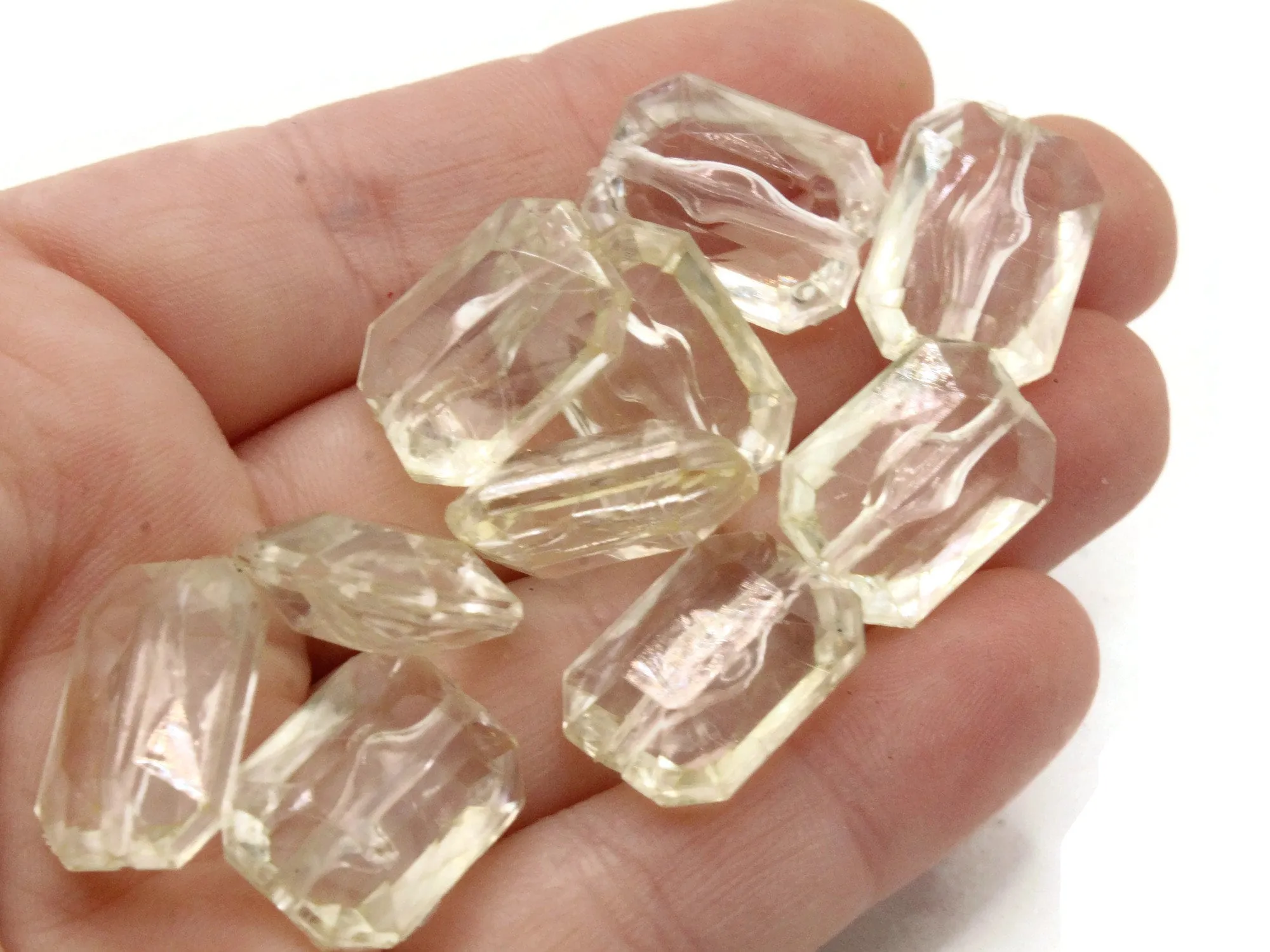 12 18mm Clear Acrylic Gems - Rectangle Jewel Beads