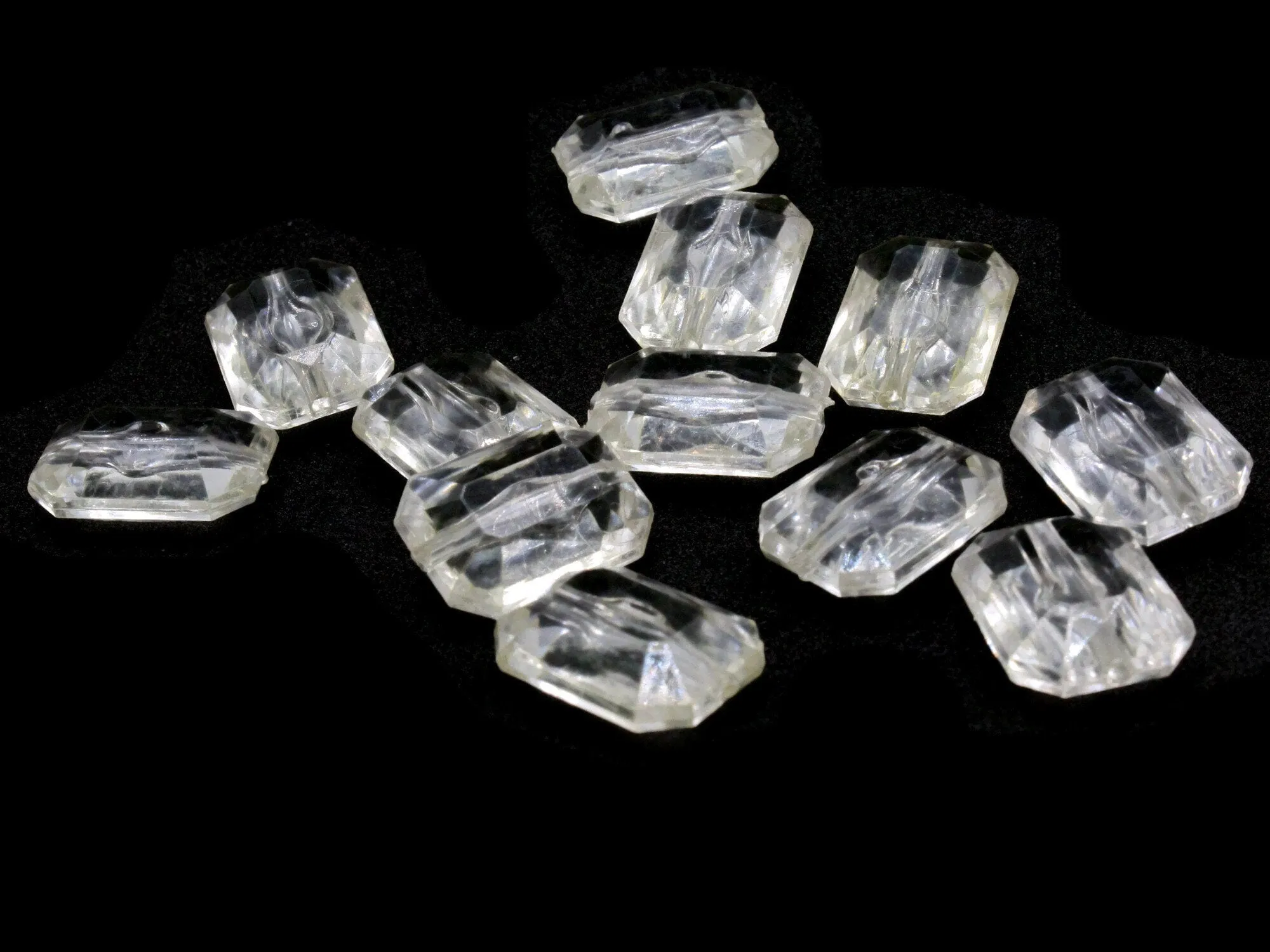 12 18mm Clear Acrylic Gems - Rectangle Jewel Beads