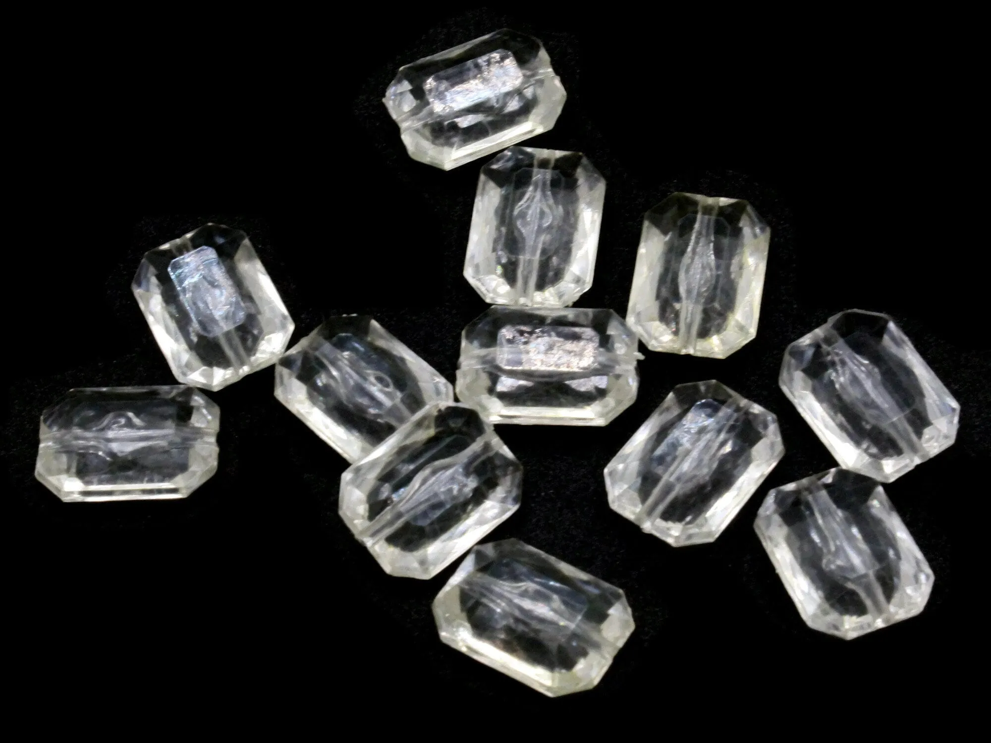 12 18mm Clear Acrylic Gems - Rectangle Jewel Beads