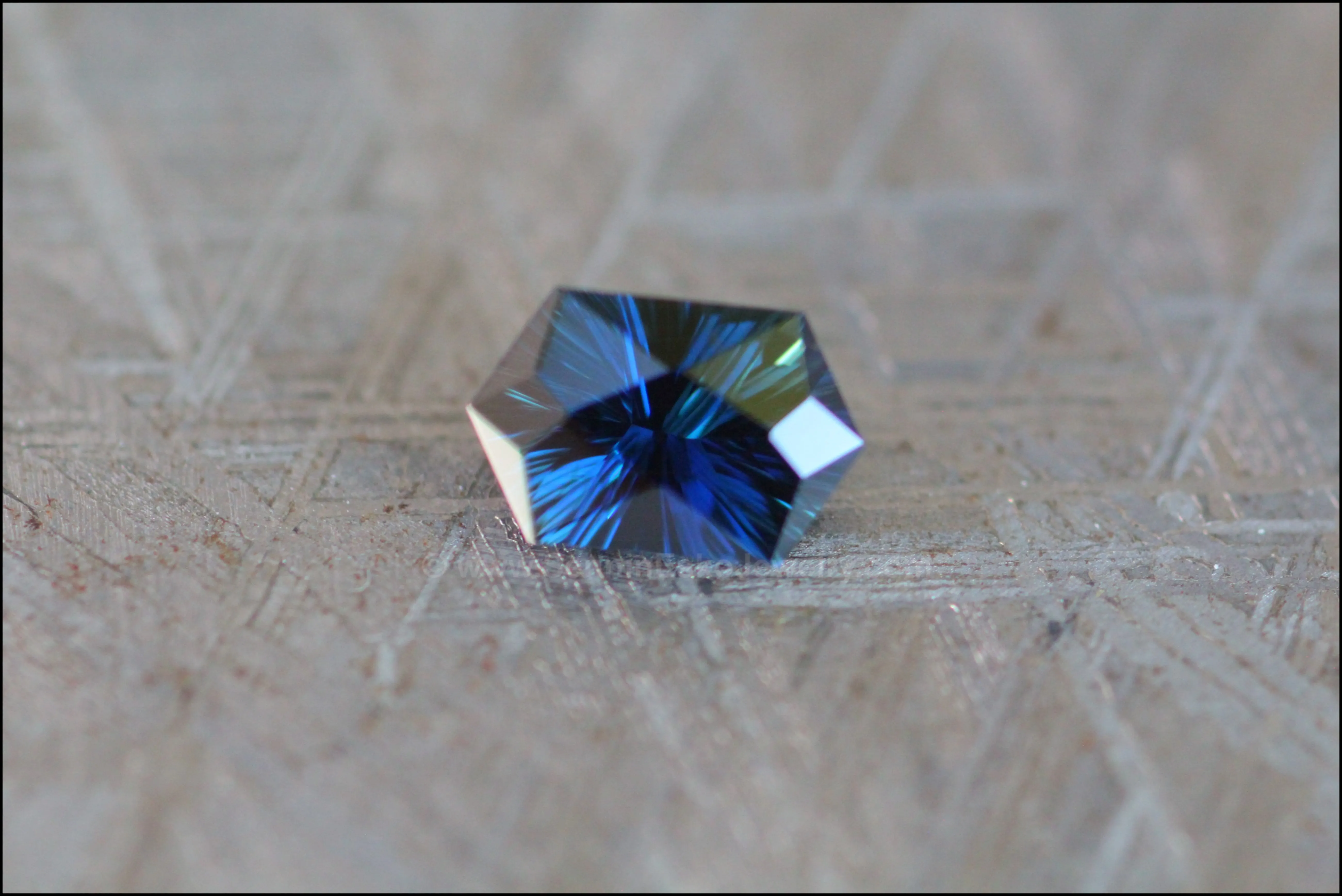 1.24ct Inky Blue Sapphire Hexagon - Fantasy Cut 7.7x4.9mm