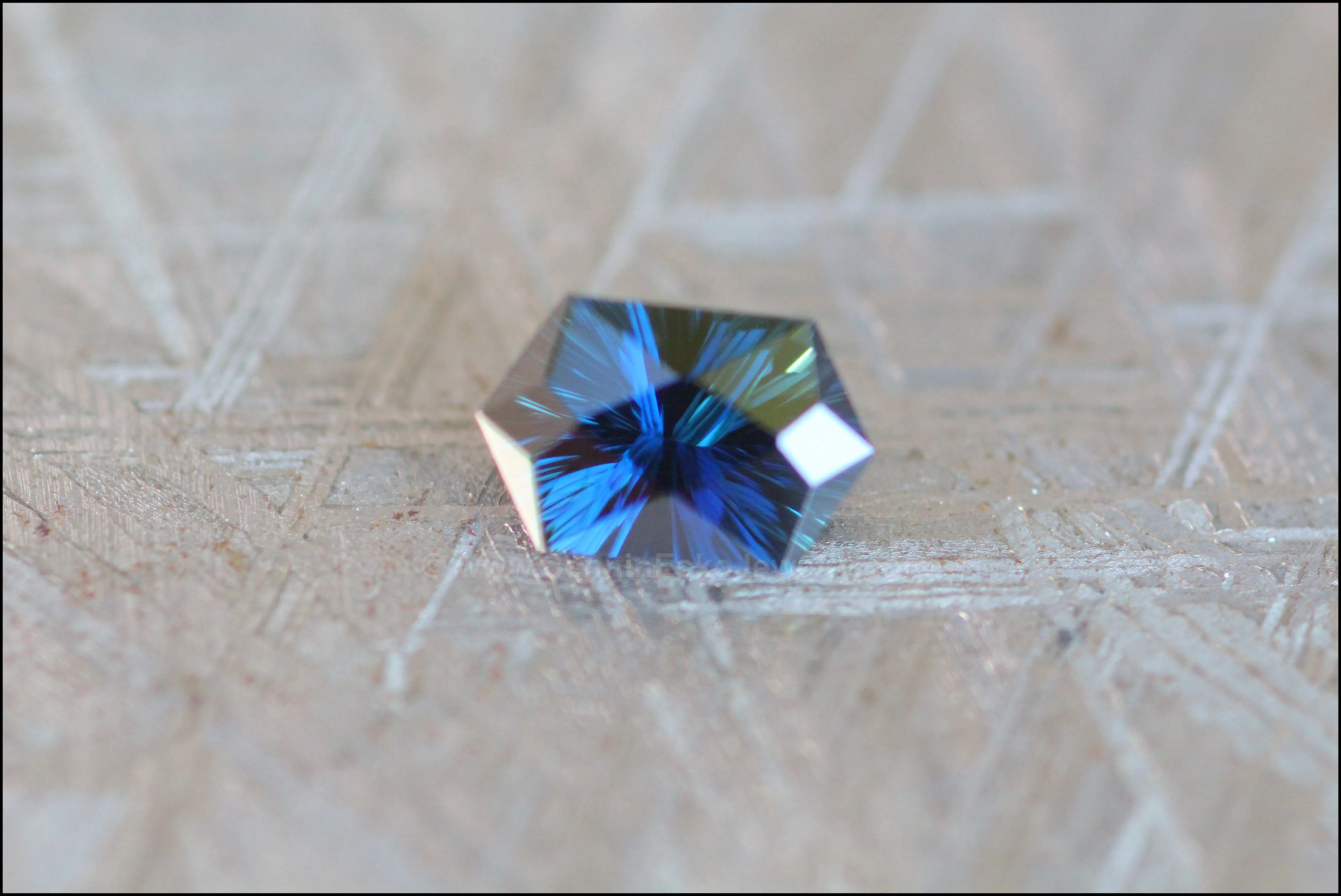1.24ct Inky Blue Sapphire Hexagon - Fantasy Cut 7.7x4.9mm