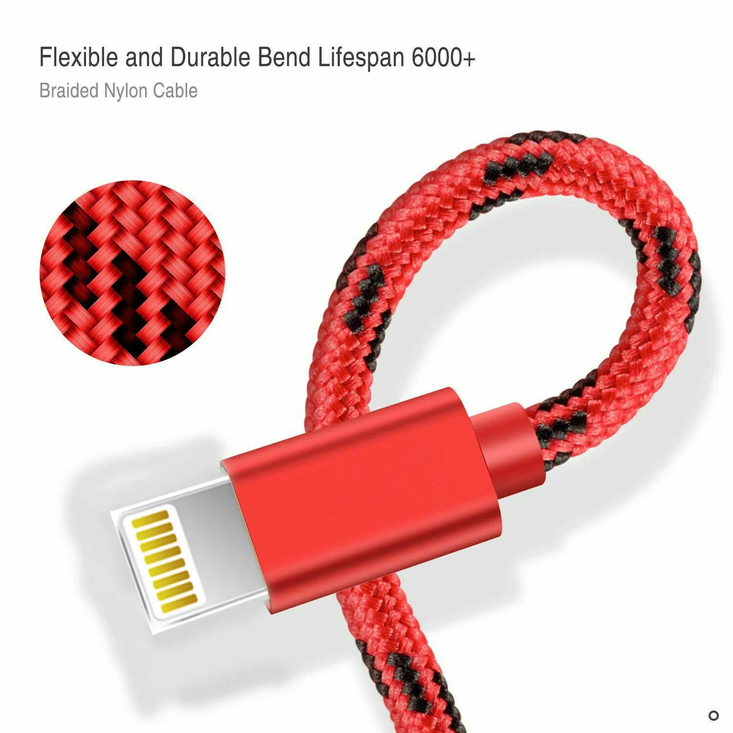 2M Red Fast Charging Lightning Data Sync Charger Cable Cord For iPhone