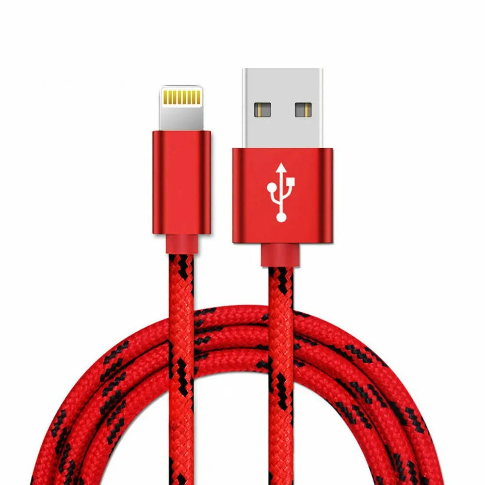 2M Red Fast Charging Lightning Data Sync Charger Cable Cord For iPhone