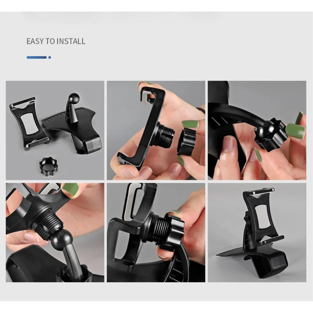 3 in 1 Car GPS Smartphone Holder: Dashboard / Visor Clamp   AC Grid Clip for FLY LIFE COMPACT (2018) - Black