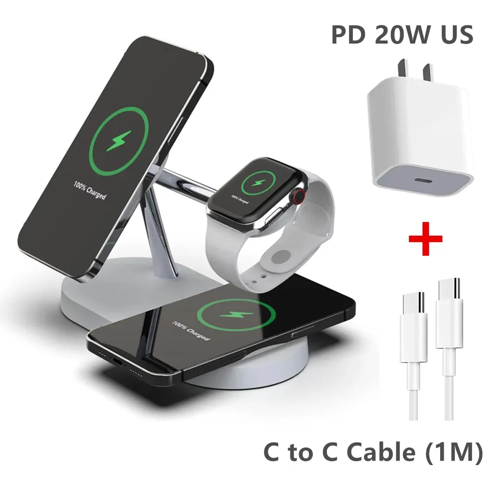 3 in 1 macsafe Magnetic Wireless Charger-Fast Charging Station-For iPhone/Apple Watch/Airpods Pro