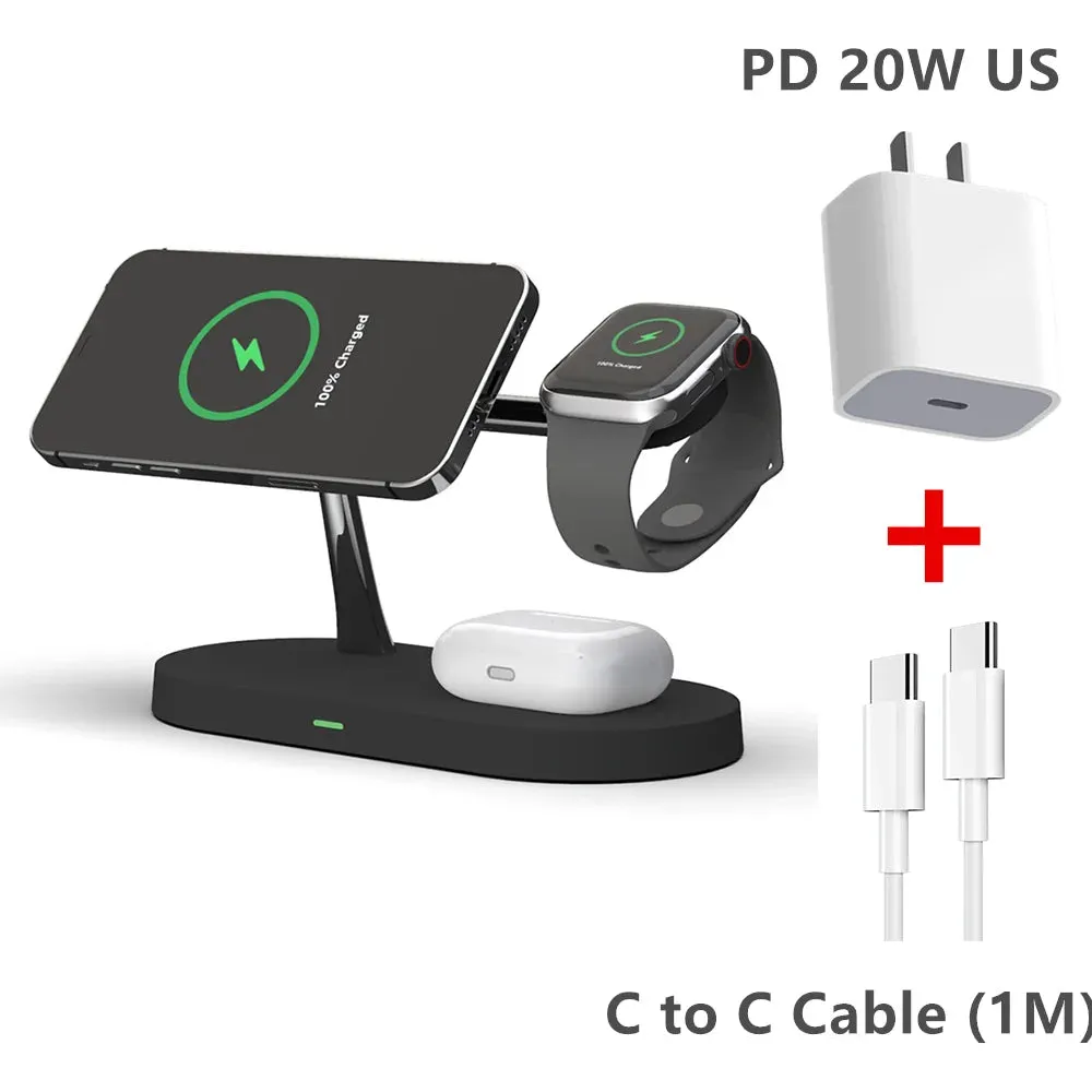 3 in 1 macsafe Magnetic Wireless Charger-Fast Charging Station-For iPhone/Apple Watch/Airpods Pro