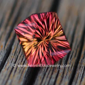 3.1 carat Tropical Sunset Tourmaline Hexagon - 9x7.4mm - Galaxy Cut