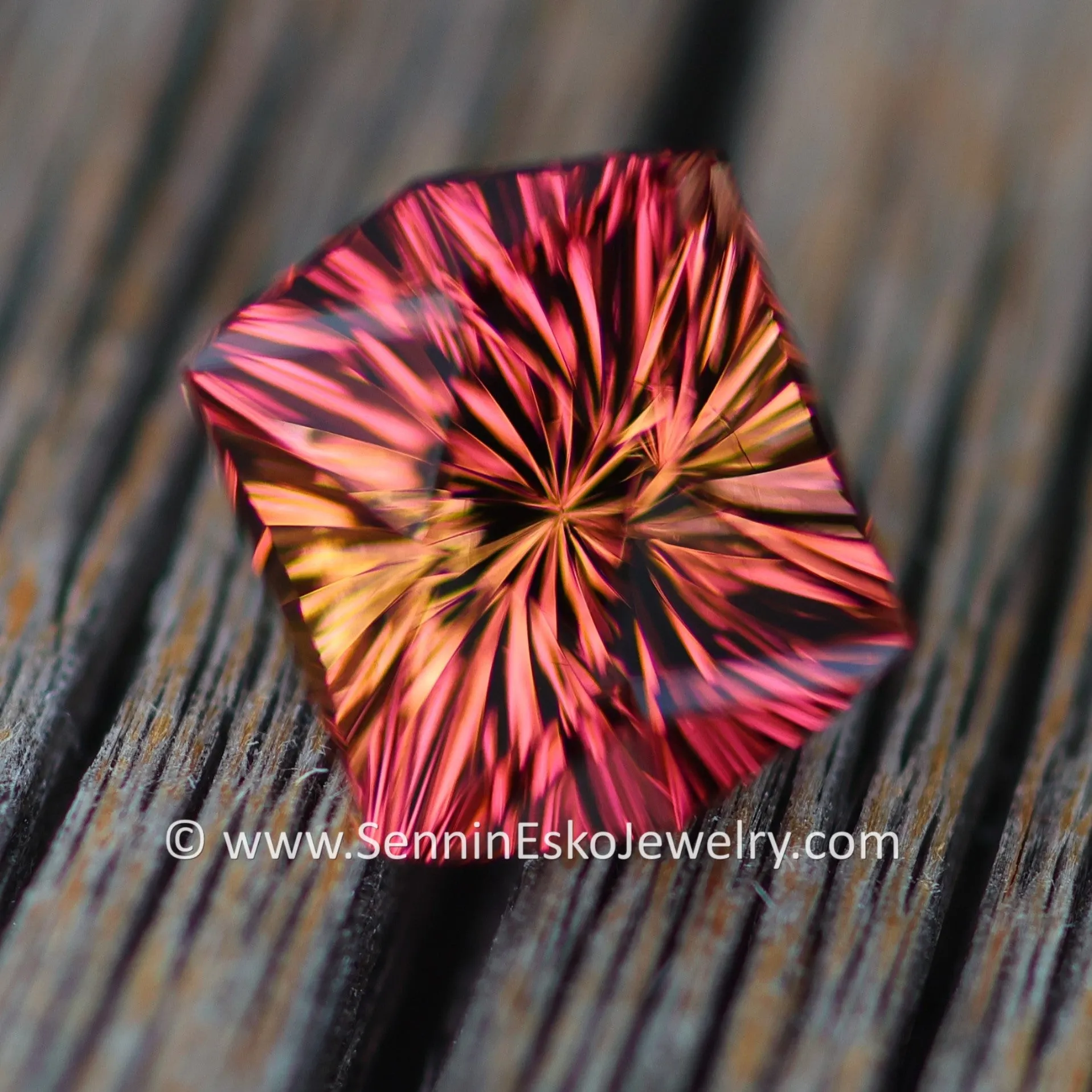 3.1 carat Tropical Sunset Tourmaline Hexagon - 9x7.4mm - Galaxy Cut