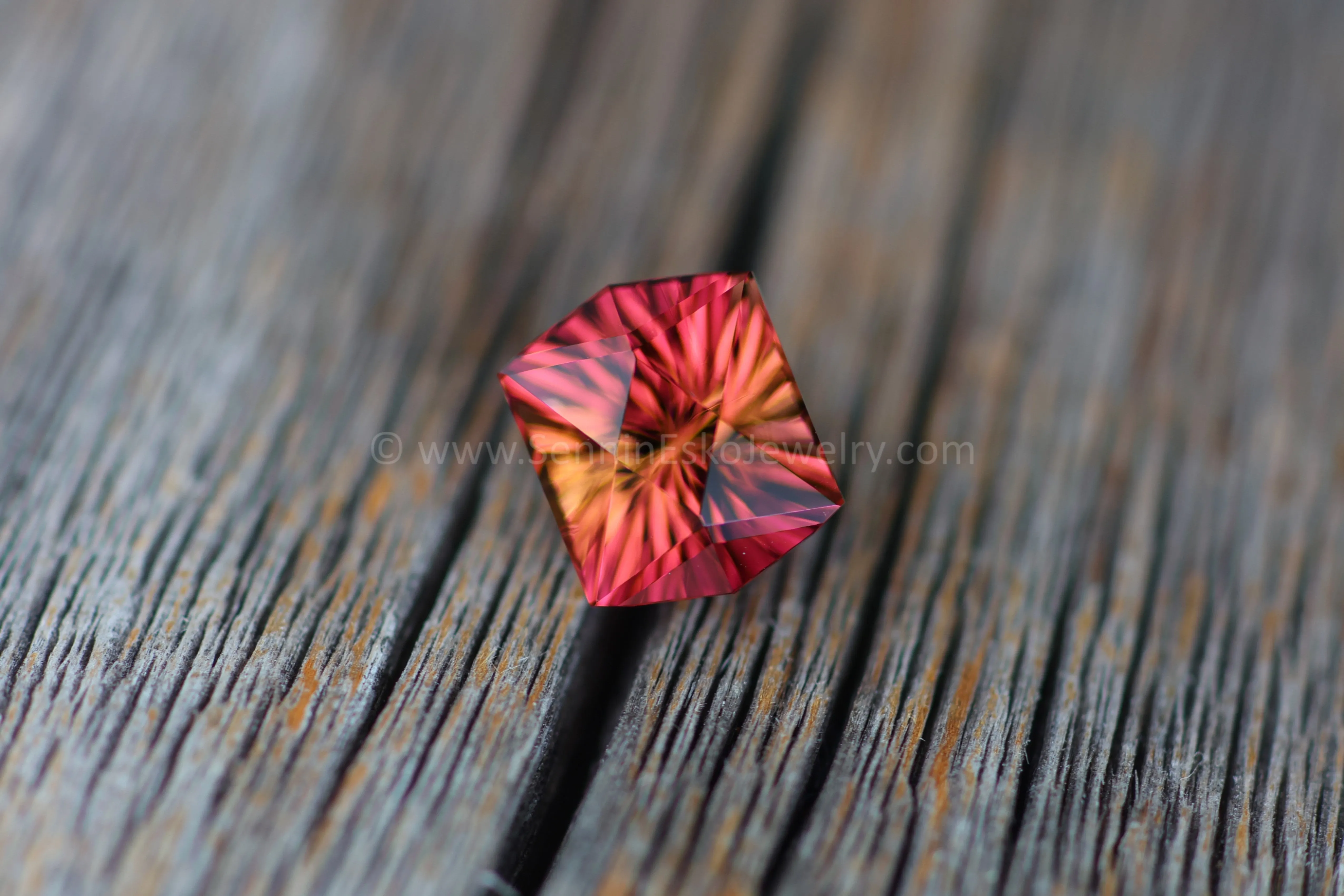 3.1 carat Tropical Sunset Tourmaline Hexagon - 9x7.4mm - Galaxy Cut