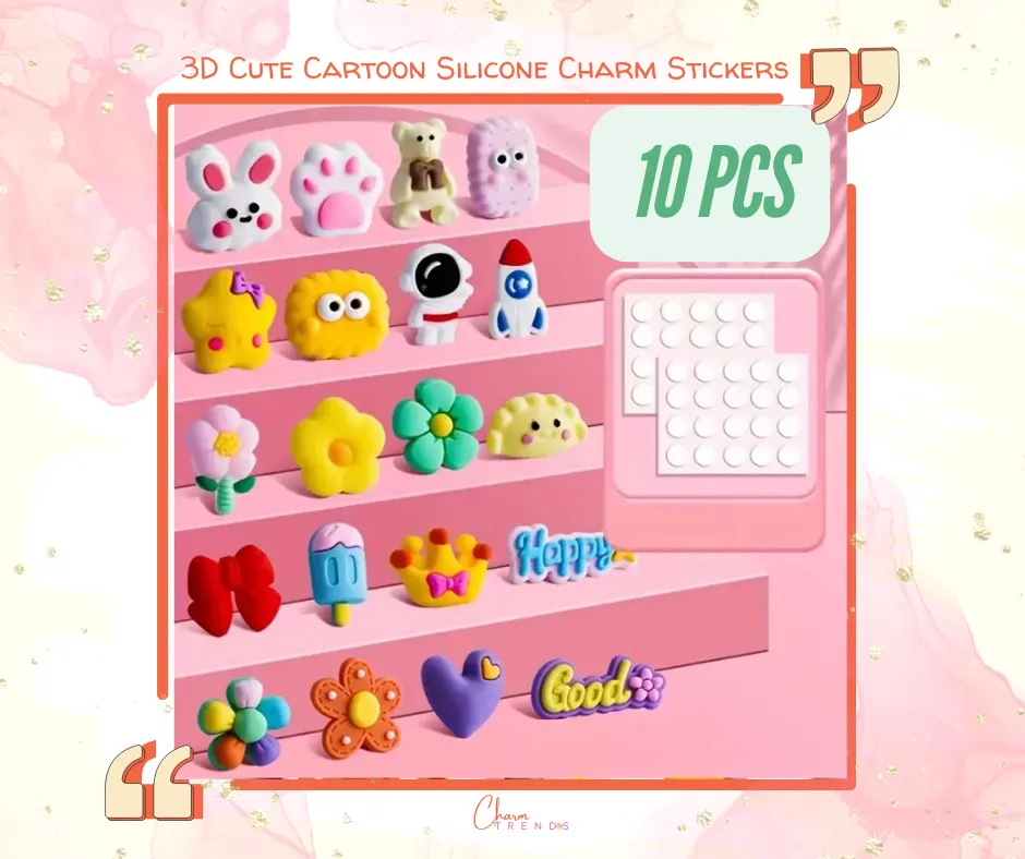 3D Cute Cartoon Silicone Charm Stickers
