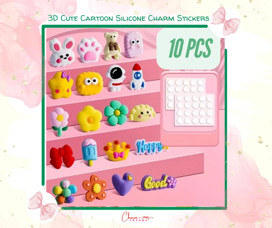 3D Cute Cartoon Silicone Charm Stickers
