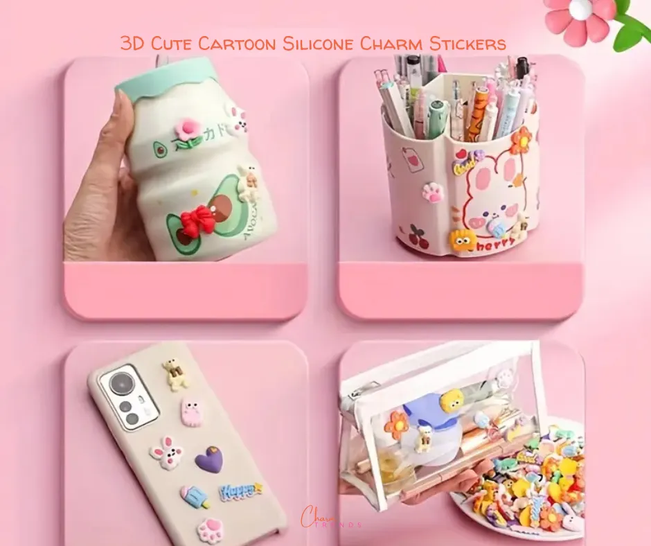 3D Cute Cartoon Silicone Charm Stickers