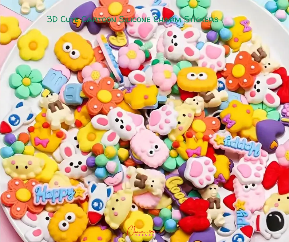 3D Cute Cartoon Silicone Charm Stickers
