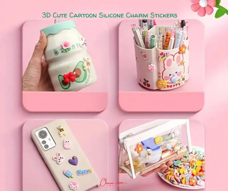 3D Cute Cartoon Silicone Charm Stickers