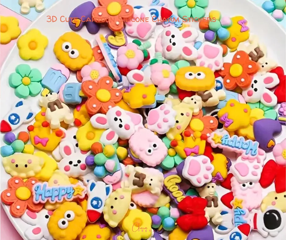 3D Cute Cartoon Silicone Charm Stickers