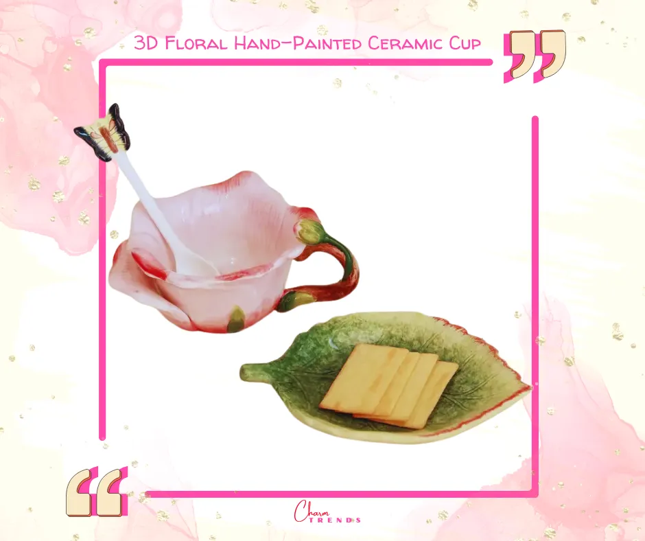 3D Floral Hand-Painted Ceramic Cup🌹