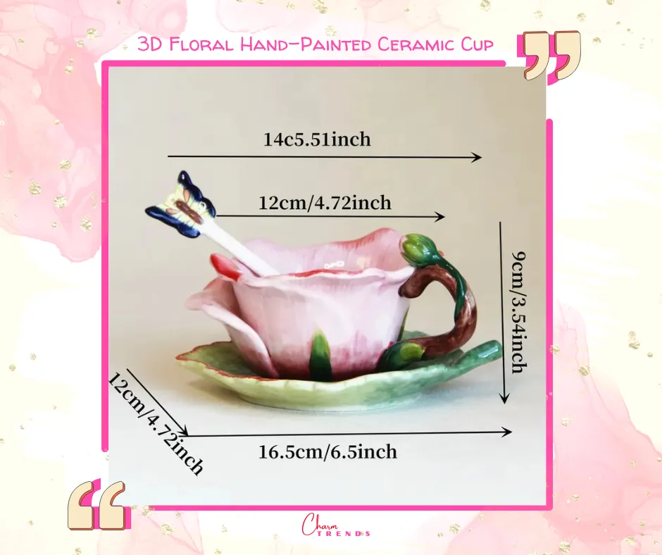 3D Floral Hand-Painted Ceramic Cup🌹
