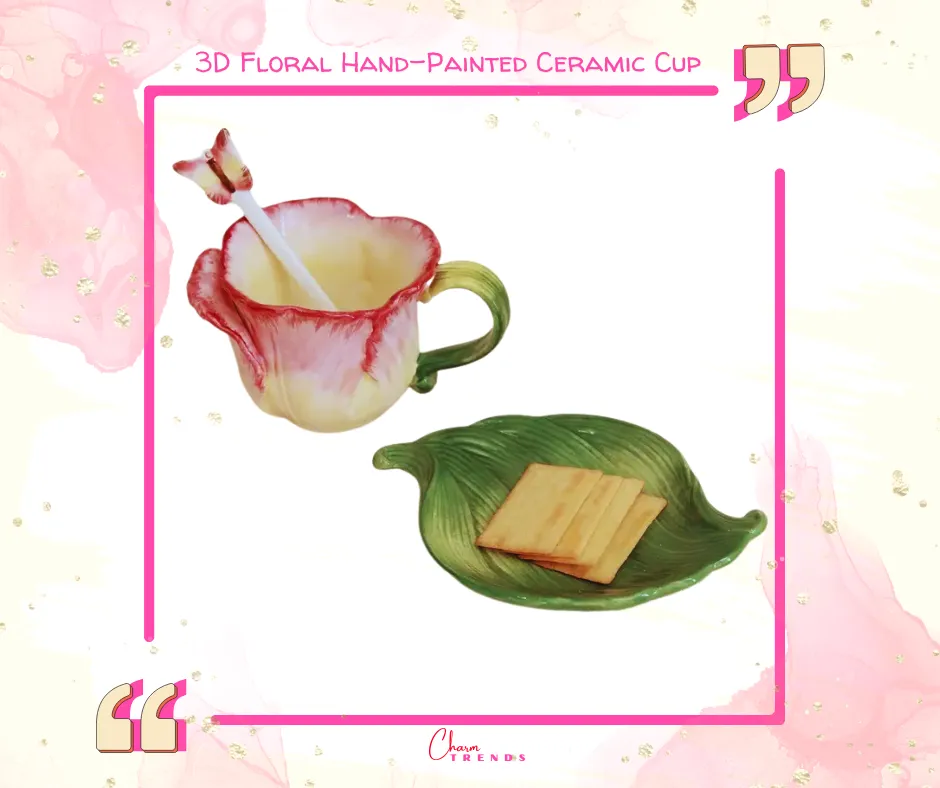 3D Floral Hand-Painted Ceramic Cup🌹