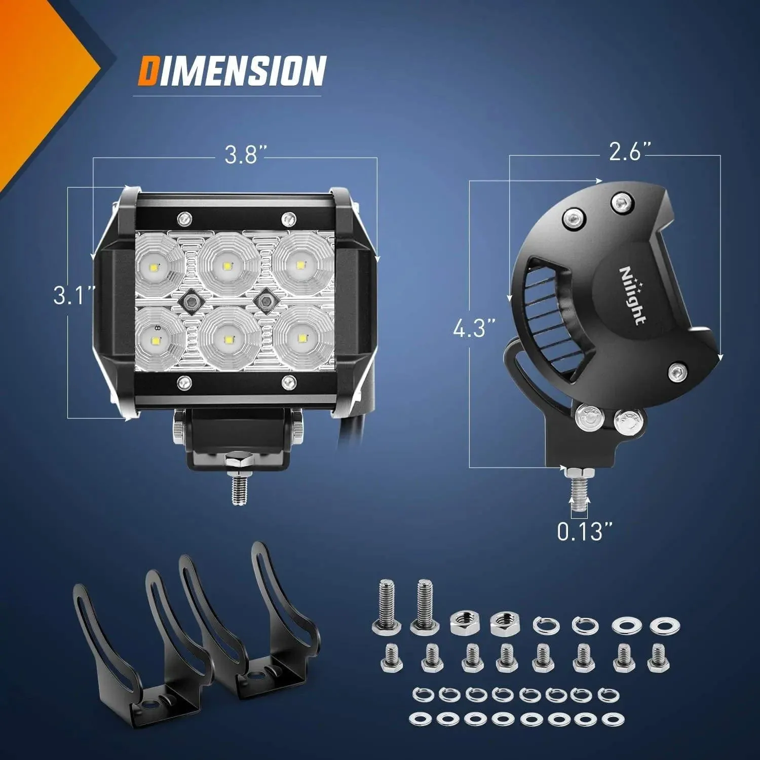 4 Inch 18W 1260LM Double Row Flood LED Pods (8PCS)