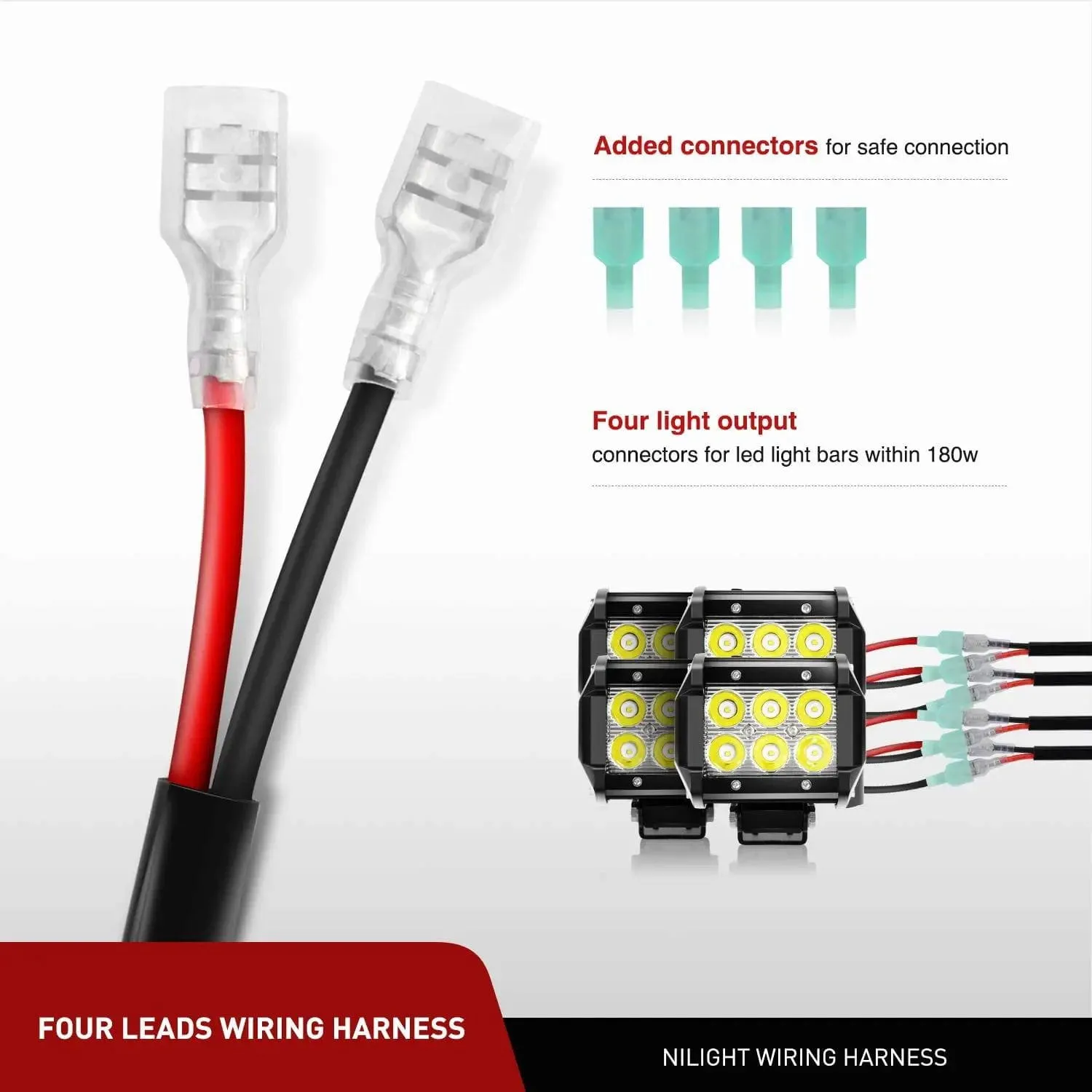 4 Inch 60W 6000LM Triple Row Spot Flood LED Pods (2 Pairs) | 16AWG Wire 3Pin Switch