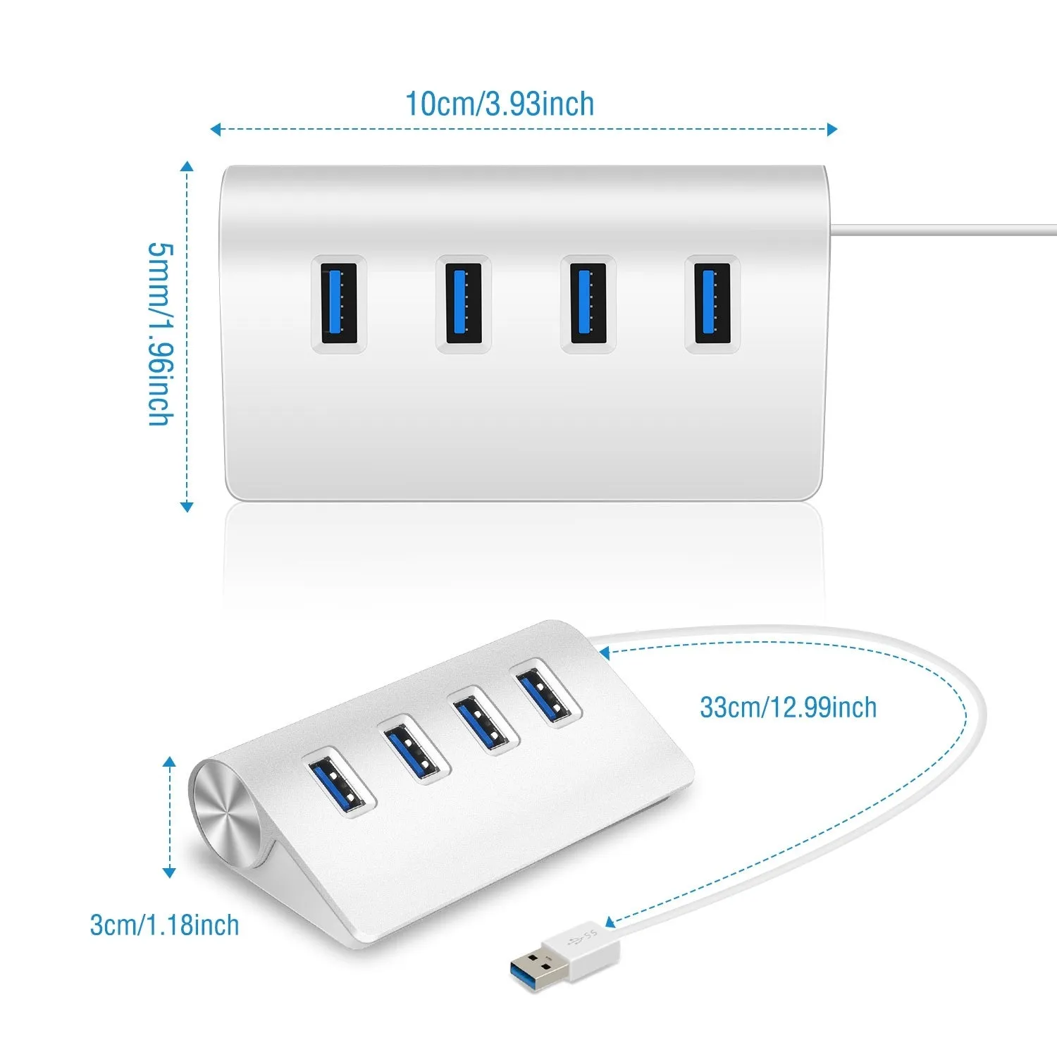 4 Ports USB3.0 Hub 5Gbps USB3.0 Aluminum Expansion Hub Splitter File Video Date Reader Transmission