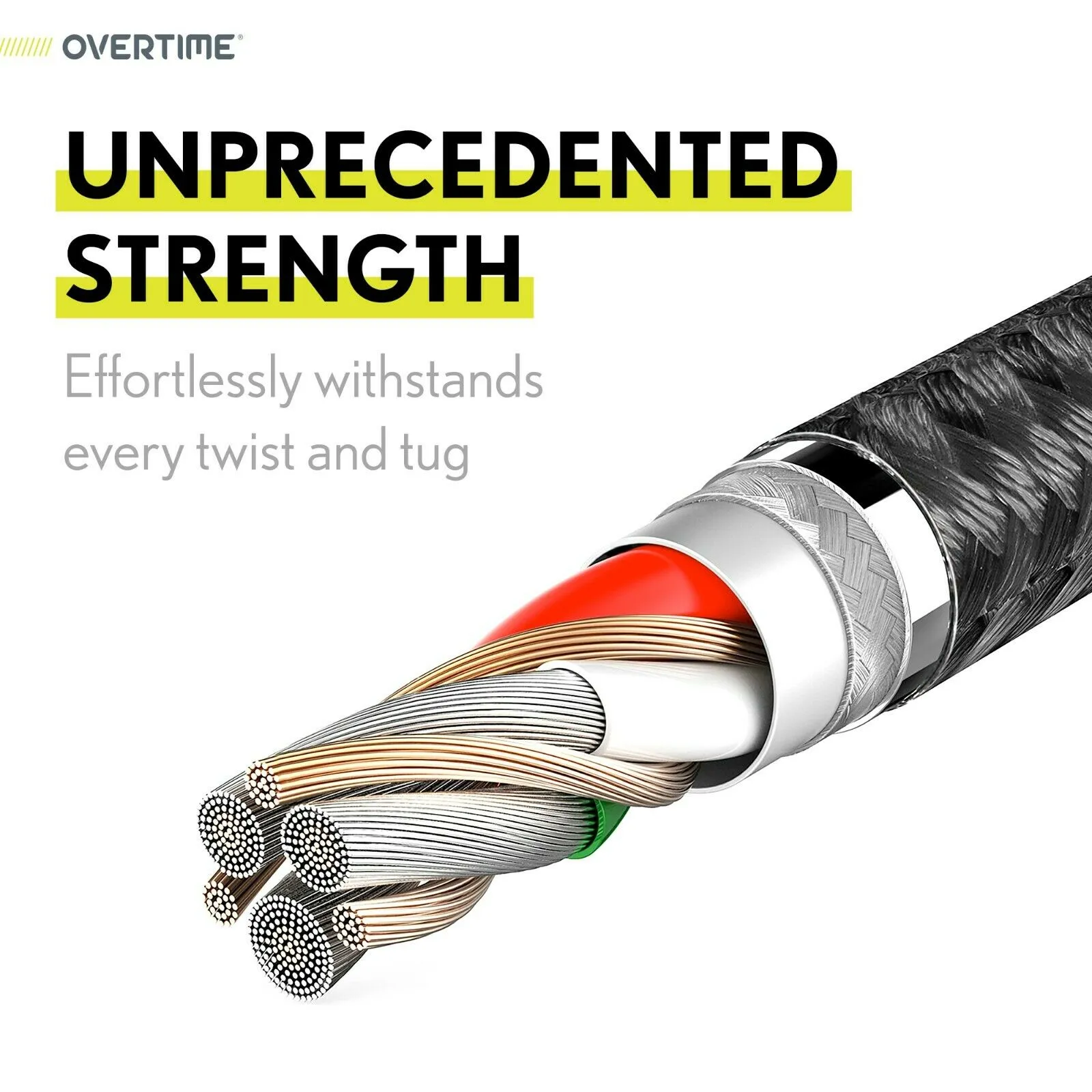6 Ft. Overtime USB Type C Premium Braided Cable Fast Rapid Charging USB Cable Black