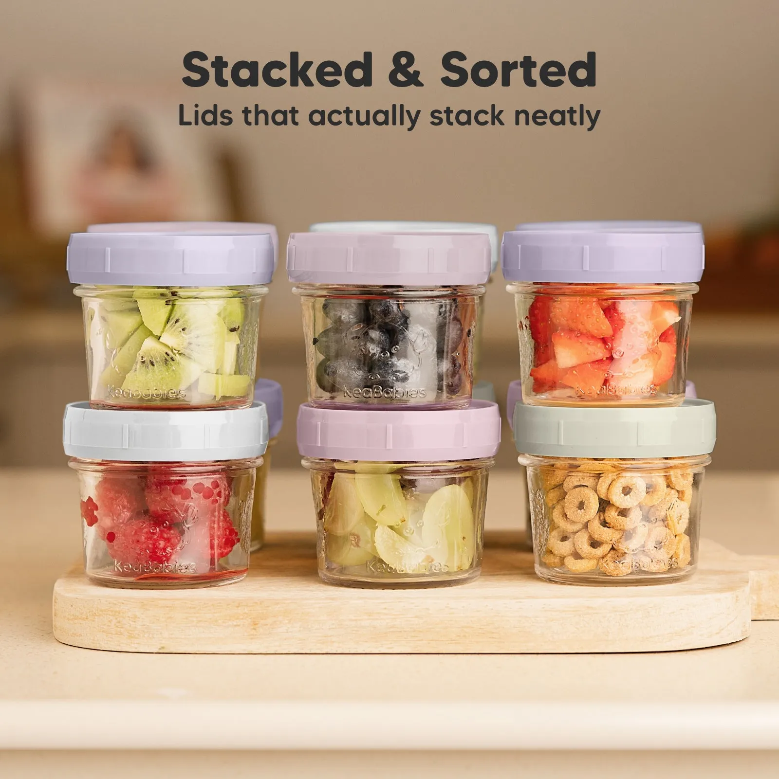 6-Pack Prep Jars Food Glass Containers (Lilac)