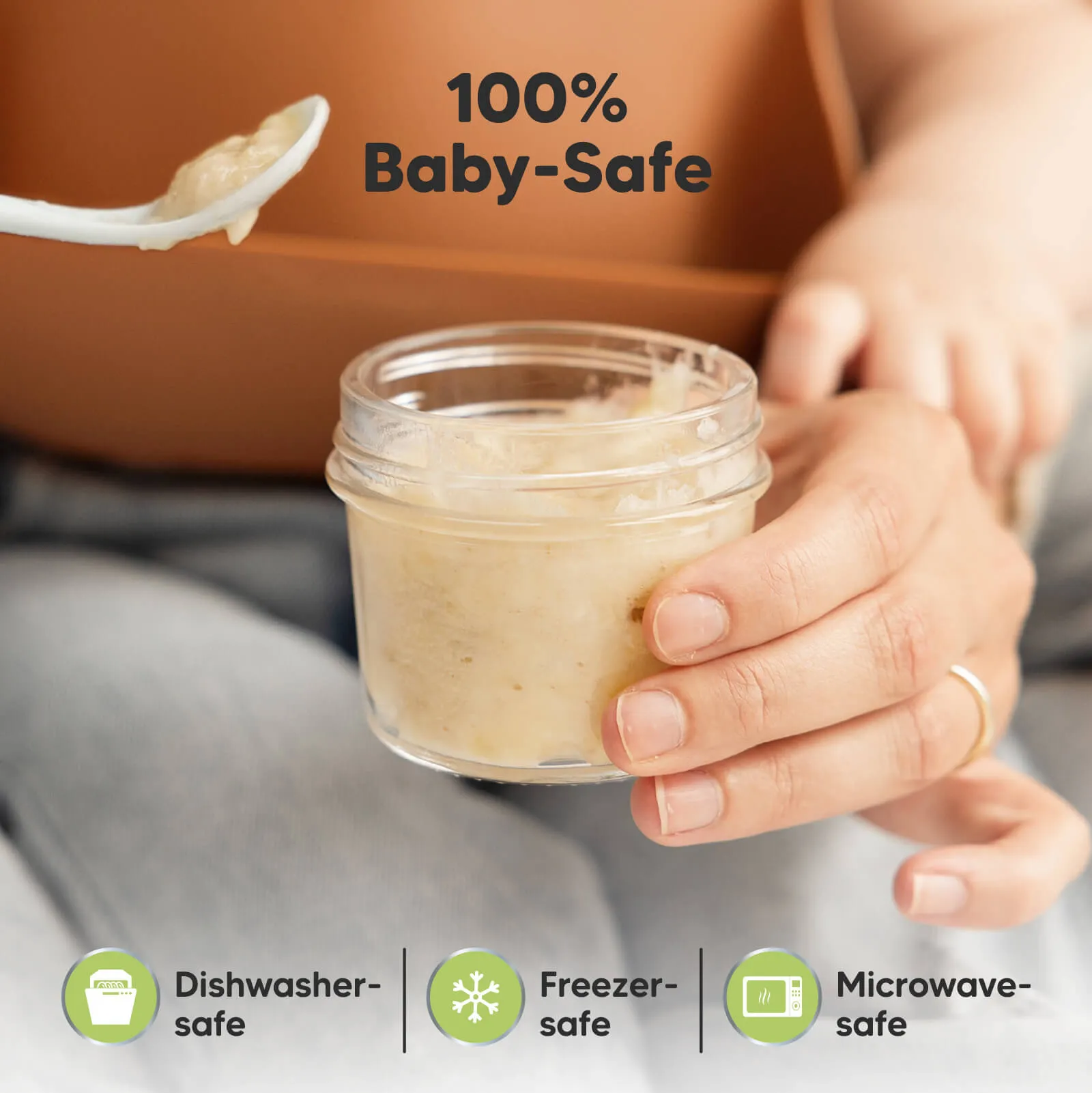 6-Pack Prep Jars Food Glass Containers (Sage)