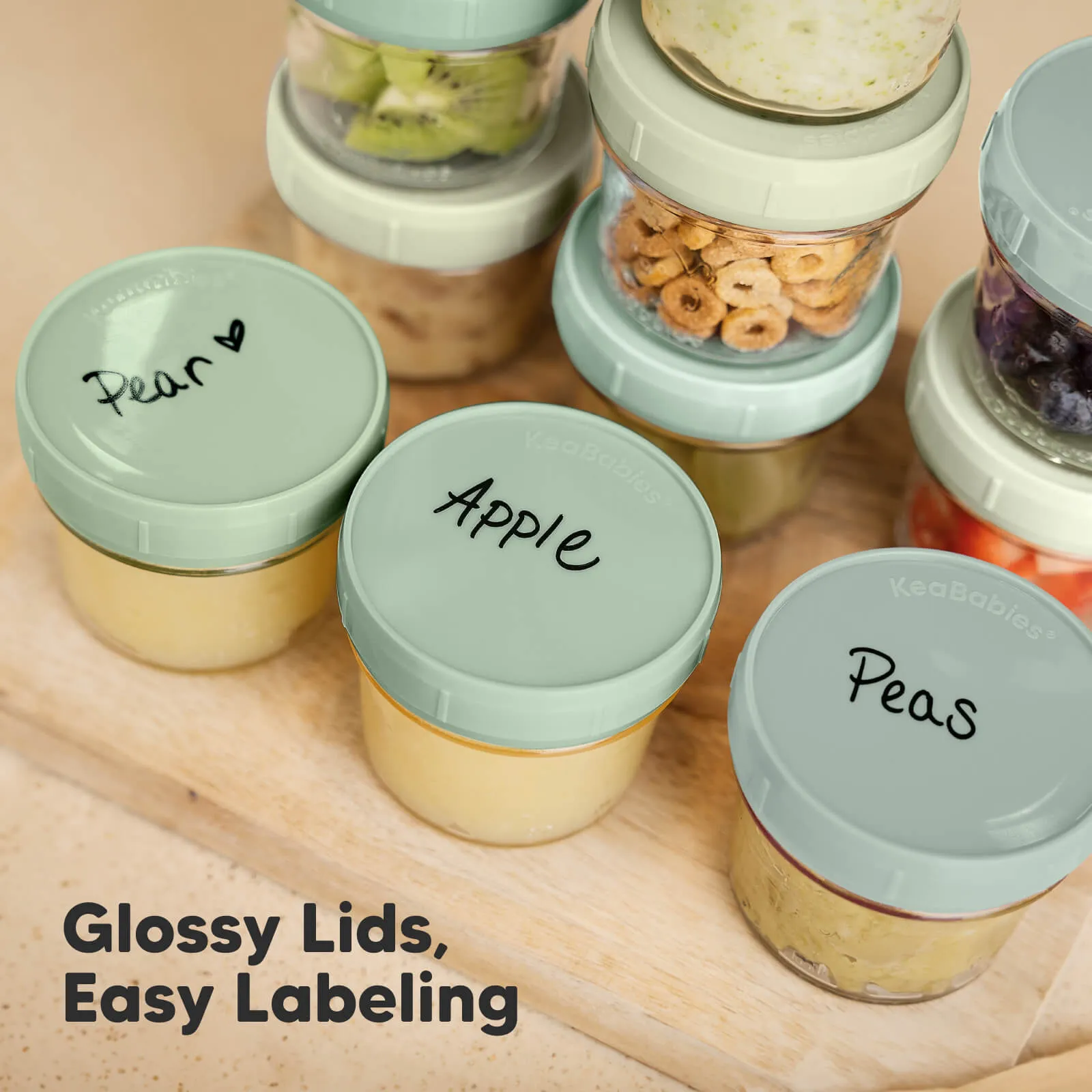 6-Pack Prep Jars Food Glass Containers (Sage)