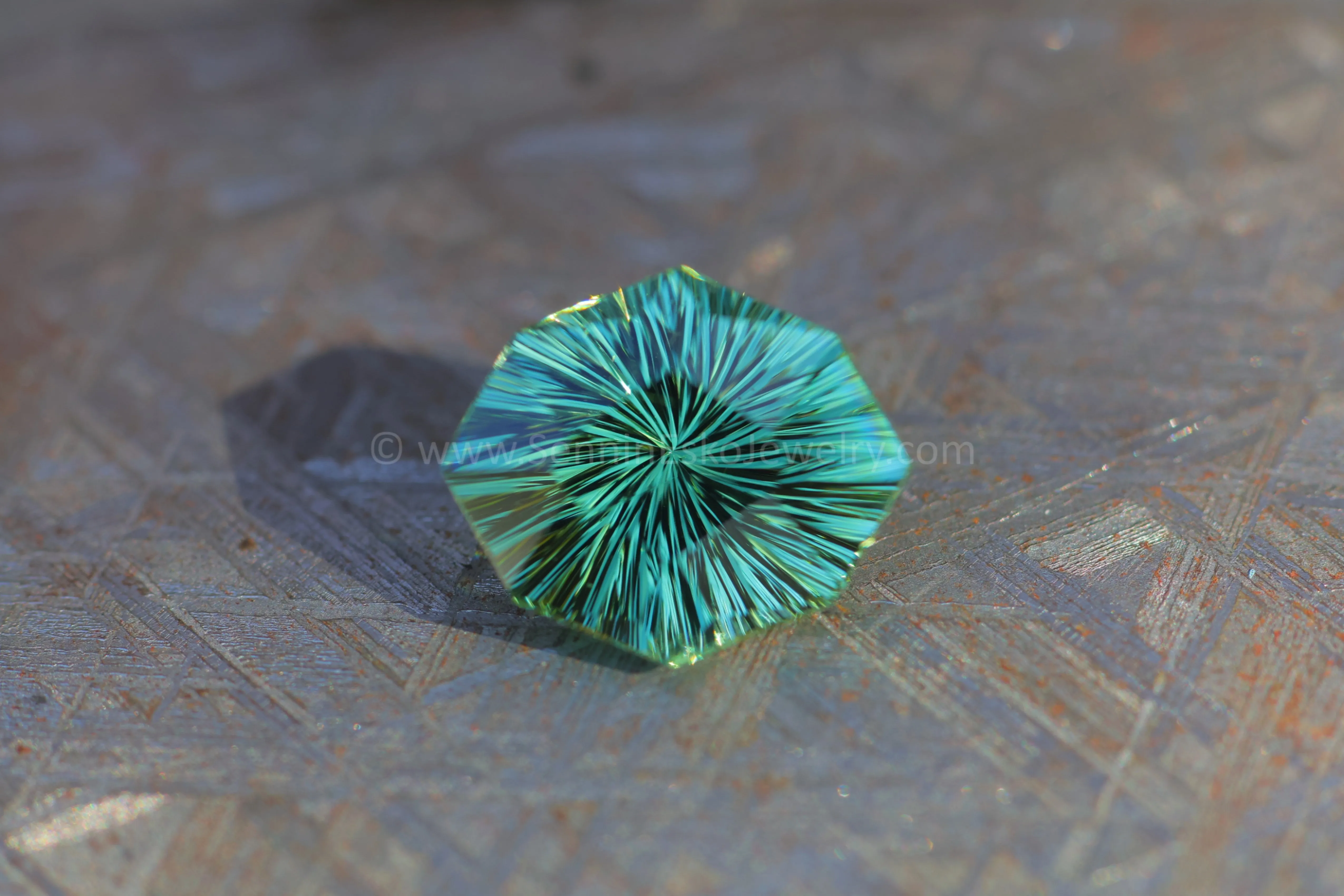 6.8 Carat Minty Green Tourmaline Octagon - 14.1x11.9mm - Galaxy Cut