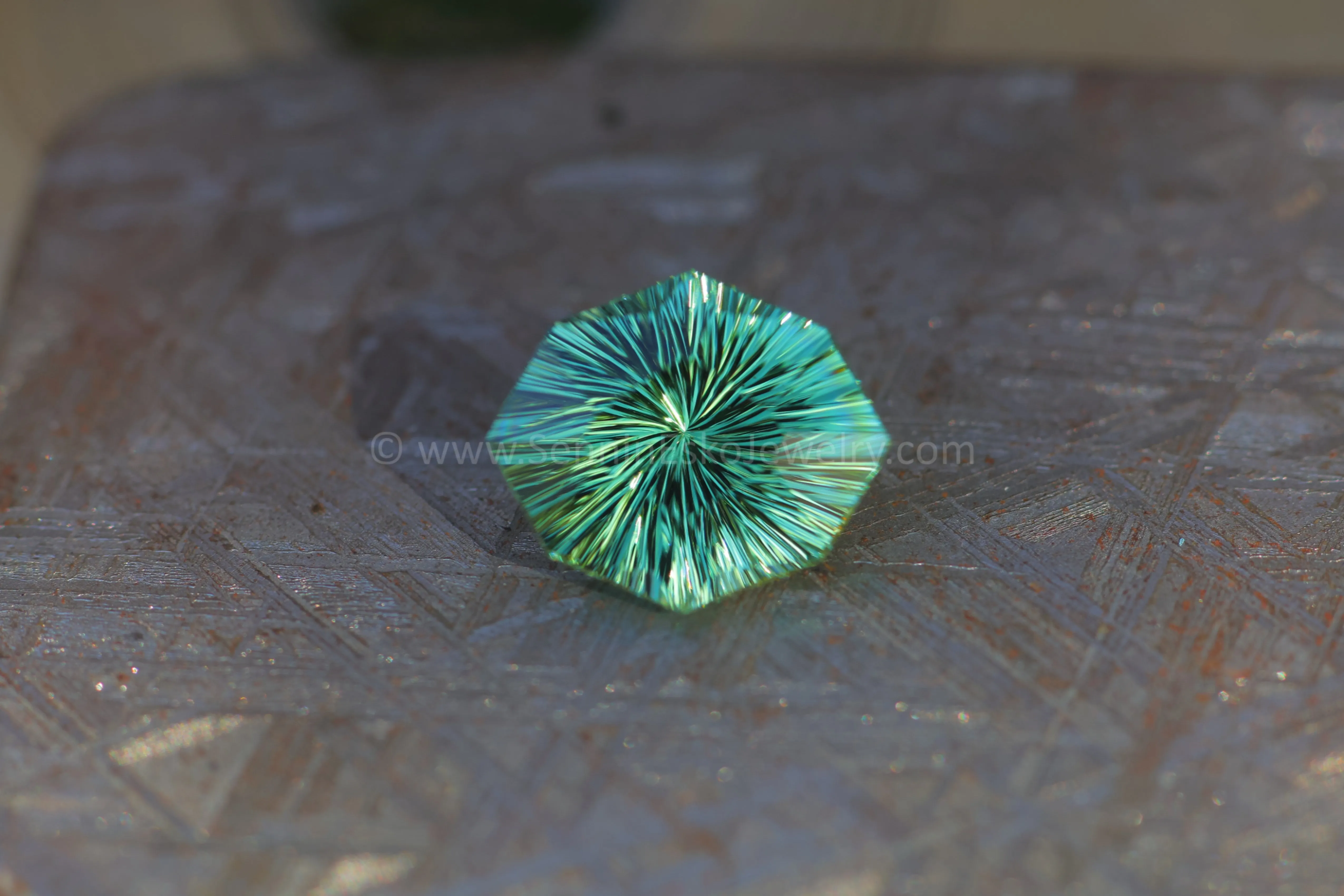 6.8 Carat Minty Green Tourmaline Octagon - 14.1x11.9mm - Galaxy Cut