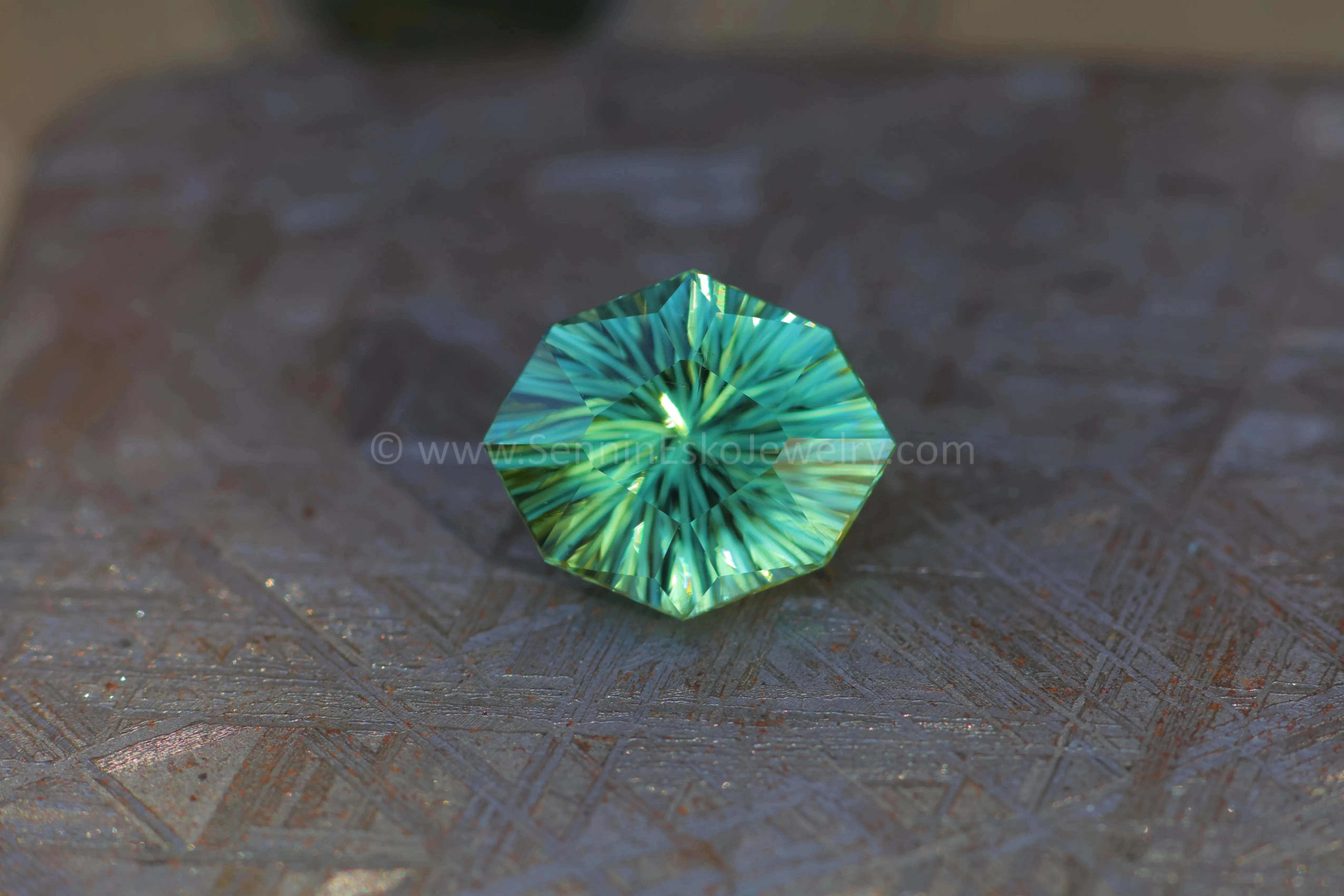 6.8 Carat Minty Green Tourmaline Octagon - 14.1x11.9mm - Galaxy Cut