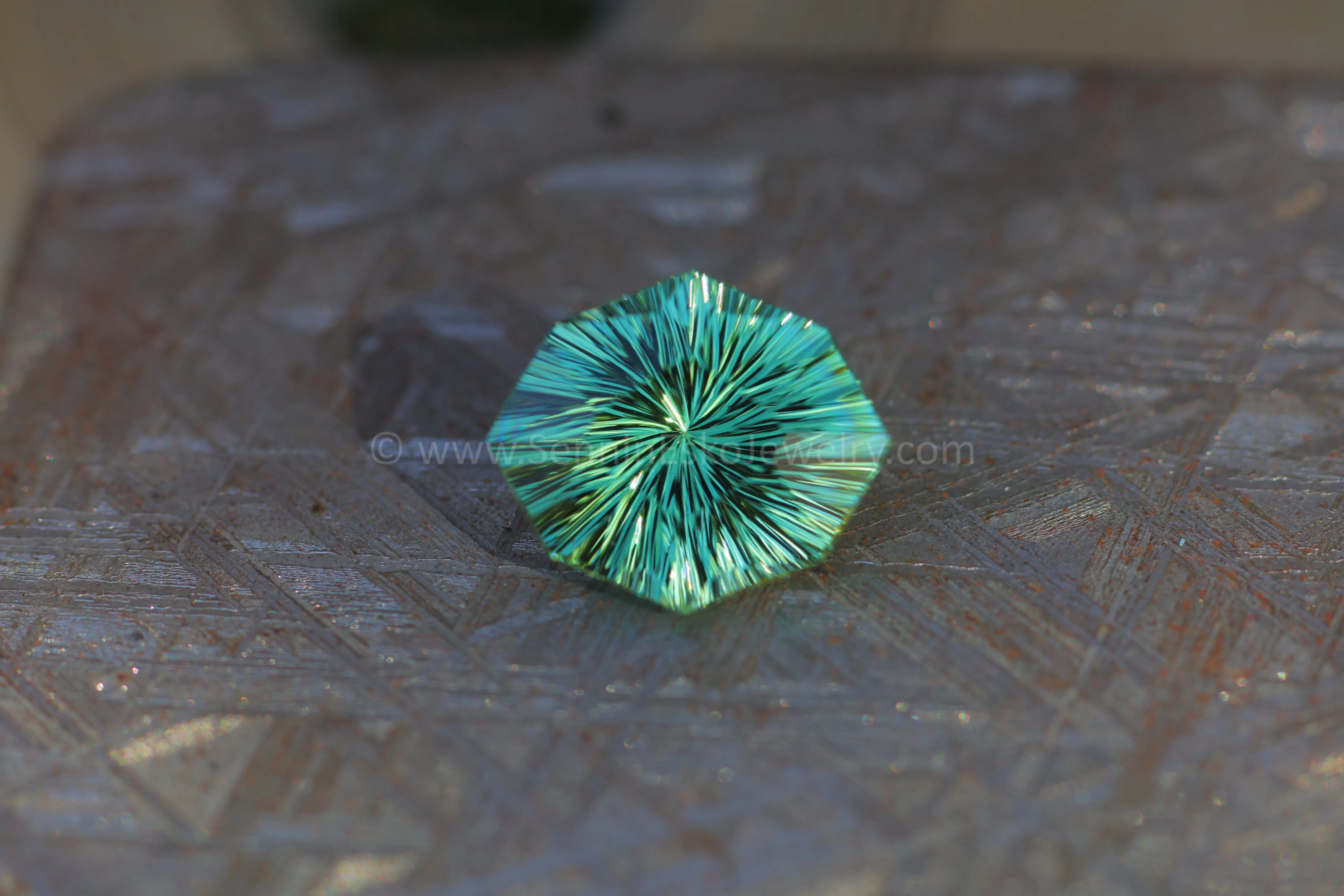 6.8 Carat Minty Green Tourmaline Octagon - 14.1x11.9mm - Galaxy Cut