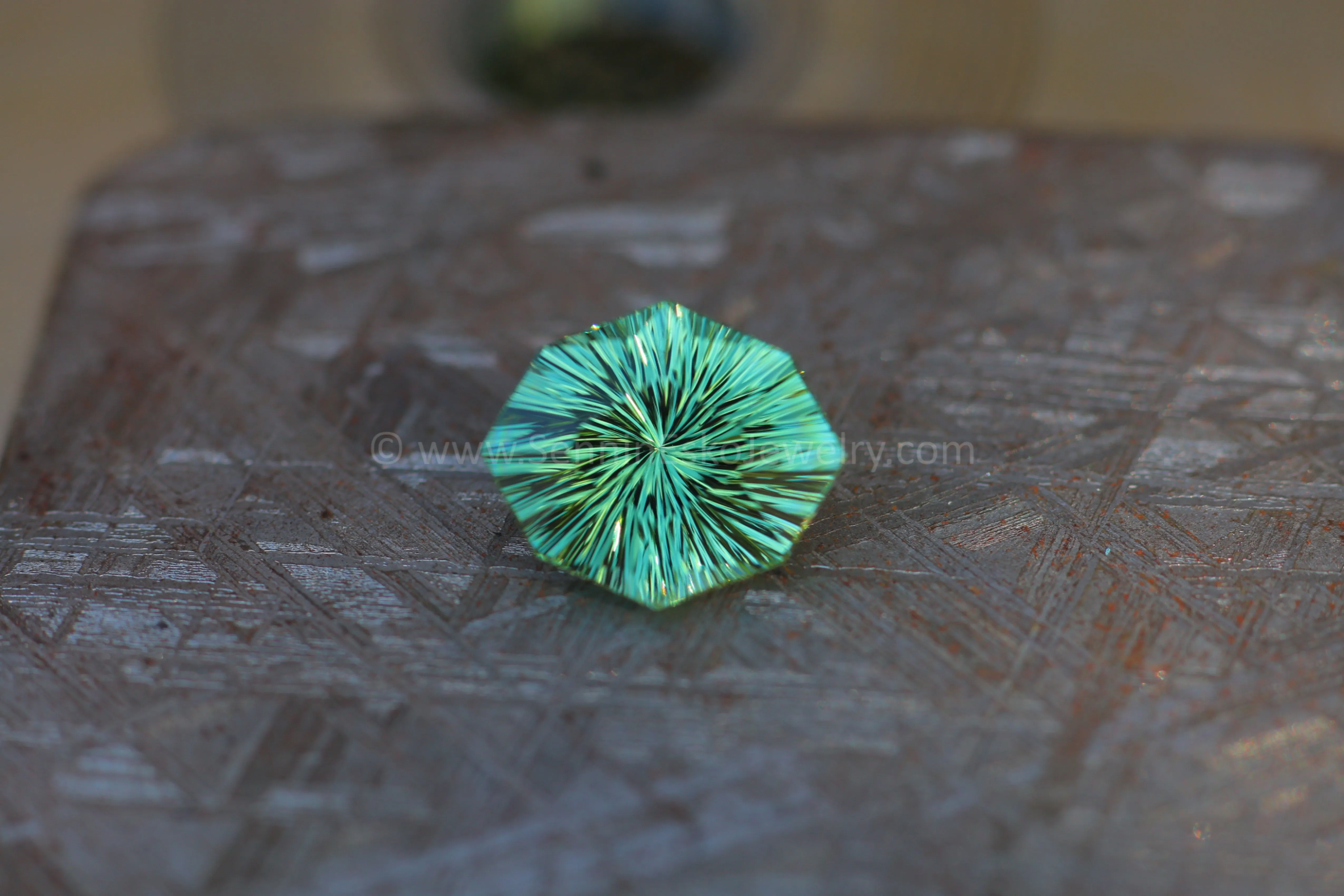 6.8 Carat Minty Green Tourmaline Octagon - 14.1x11.9mm - Galaxy Cut
