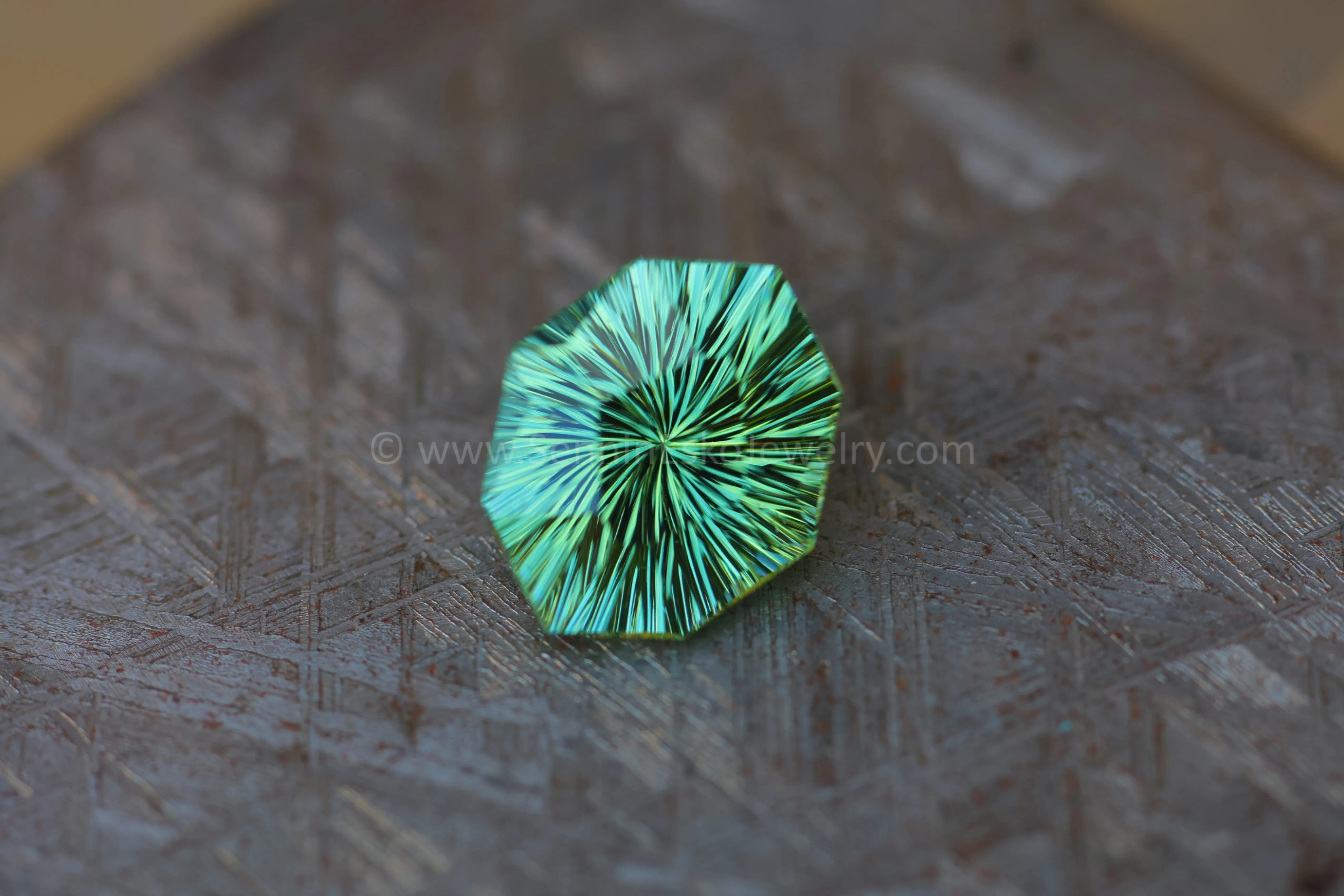 6.8 Carat Minty Green Tourmaline Octagon - 14.1x11.9mm - Galaxy Cut