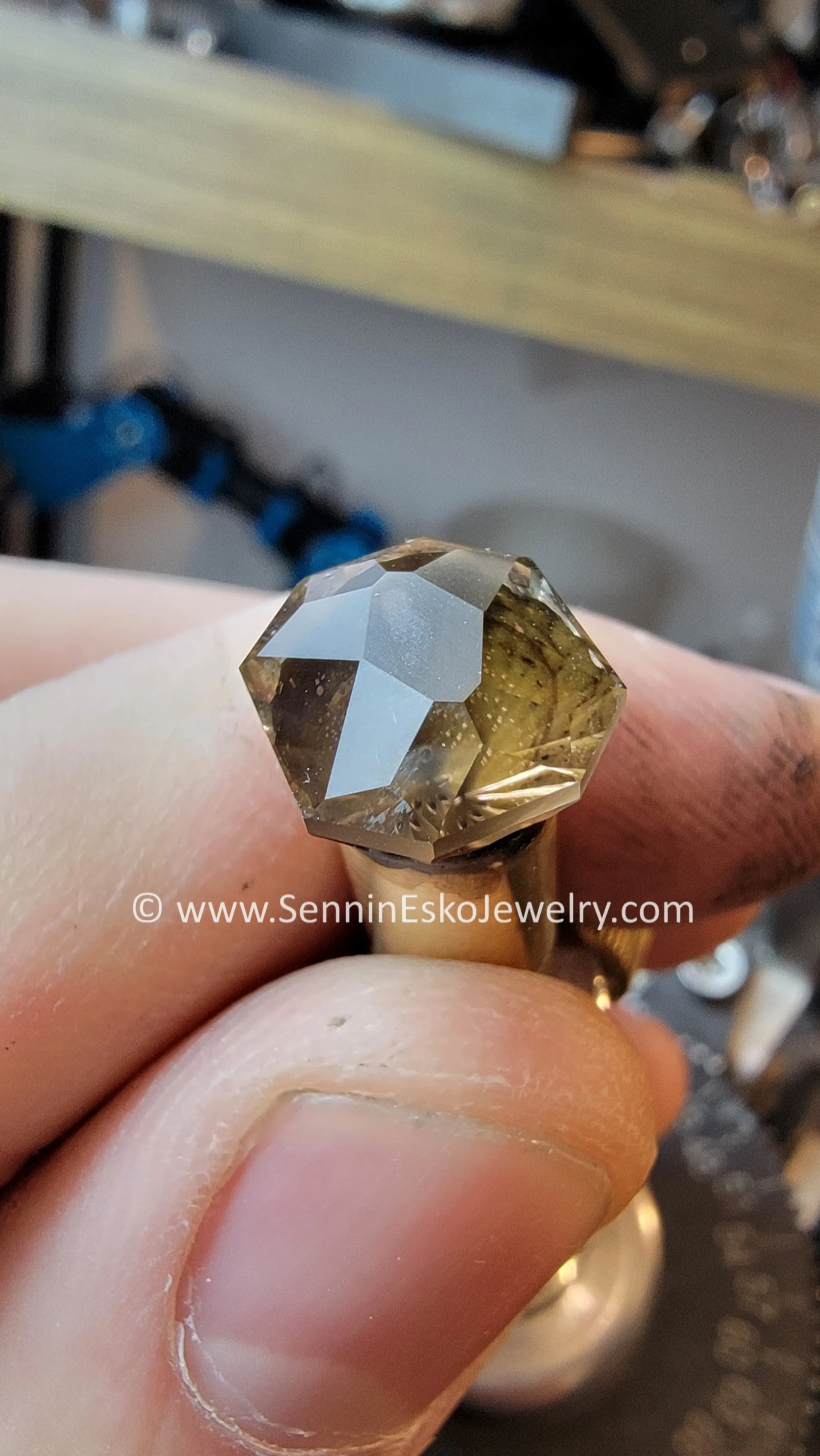 6.8 carat Orange/Champagne Tourmaline Octagon - 11.8x10.4mm - Galaxy Cut