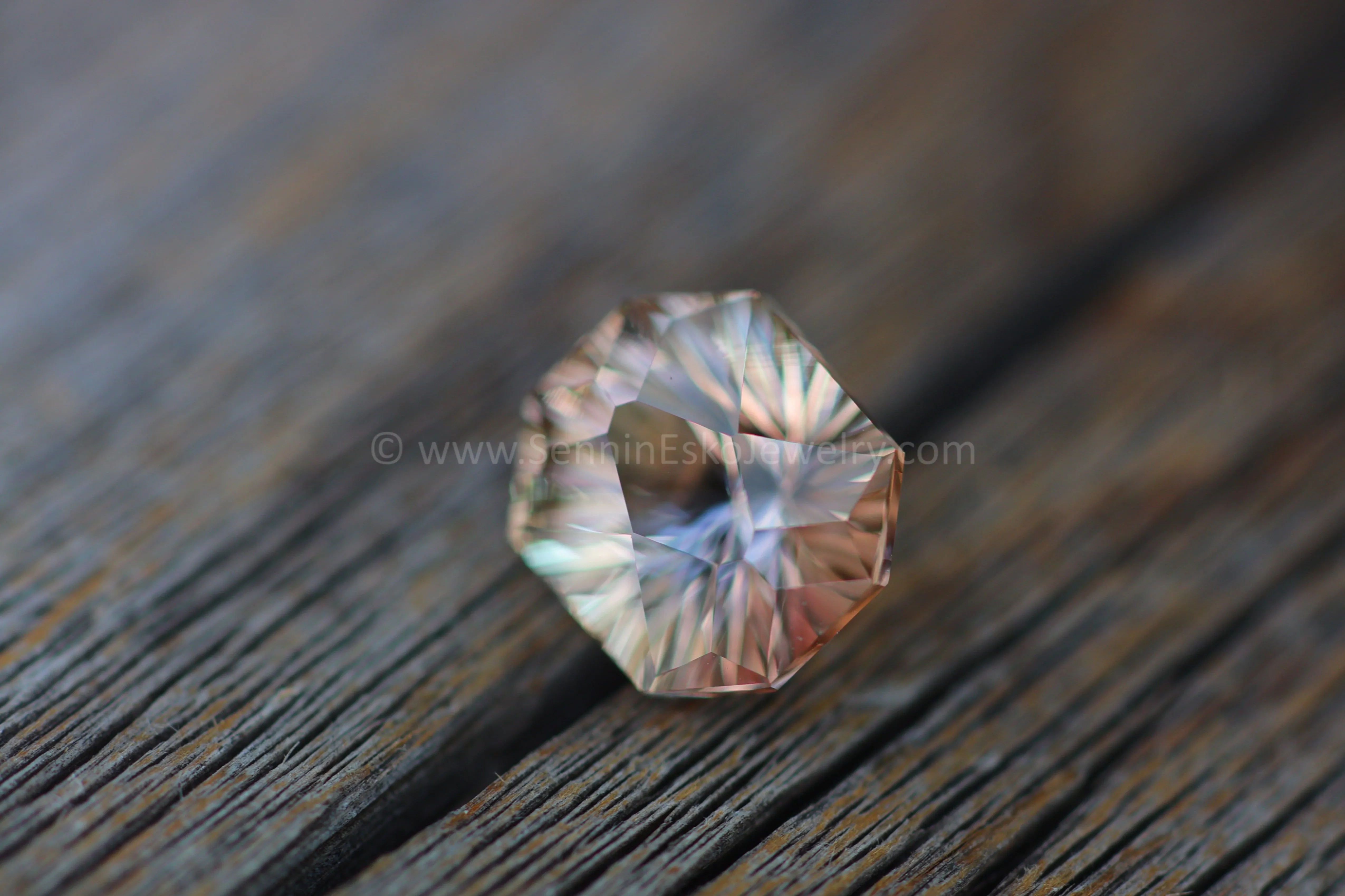 6.8 carat Orange/Champagne Tourmaline Octagon - 11.8x10.4mm - Galaxy Cut