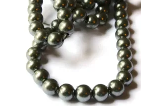 80 6mm Gray Vintage Plastic Round Faux Pearl Beads