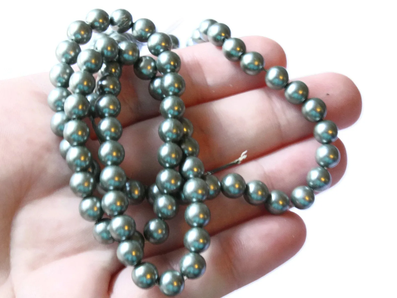 80 6mm Gray Vintage Plastic Round Faux Pearl Beads