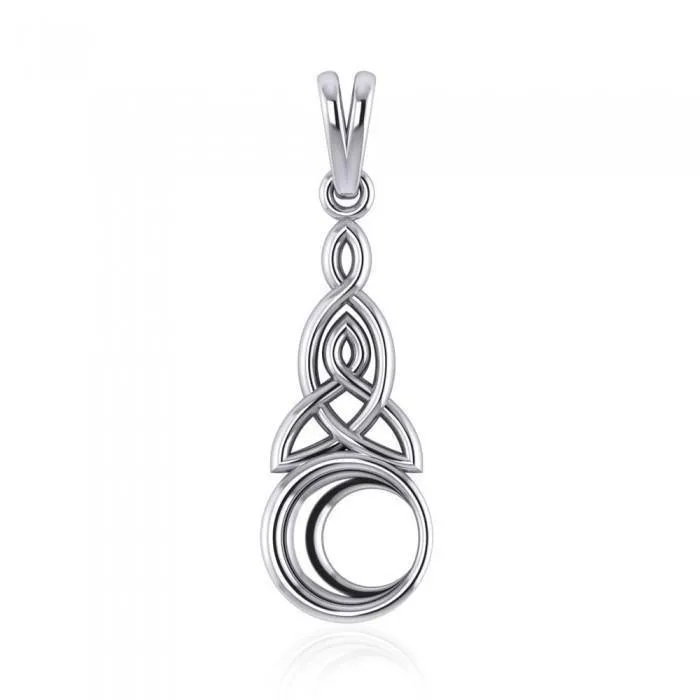 A symbolic source of lunar energy ~ Sterling Silver Celtic Crescent Moon Triquetra Pendant Jewelry TP1358
