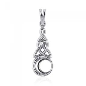 A symbolic source of lunar energy ~ Sterling Silver Celtic Crescent Moon Triquetra Pendant Jewelry TP1358