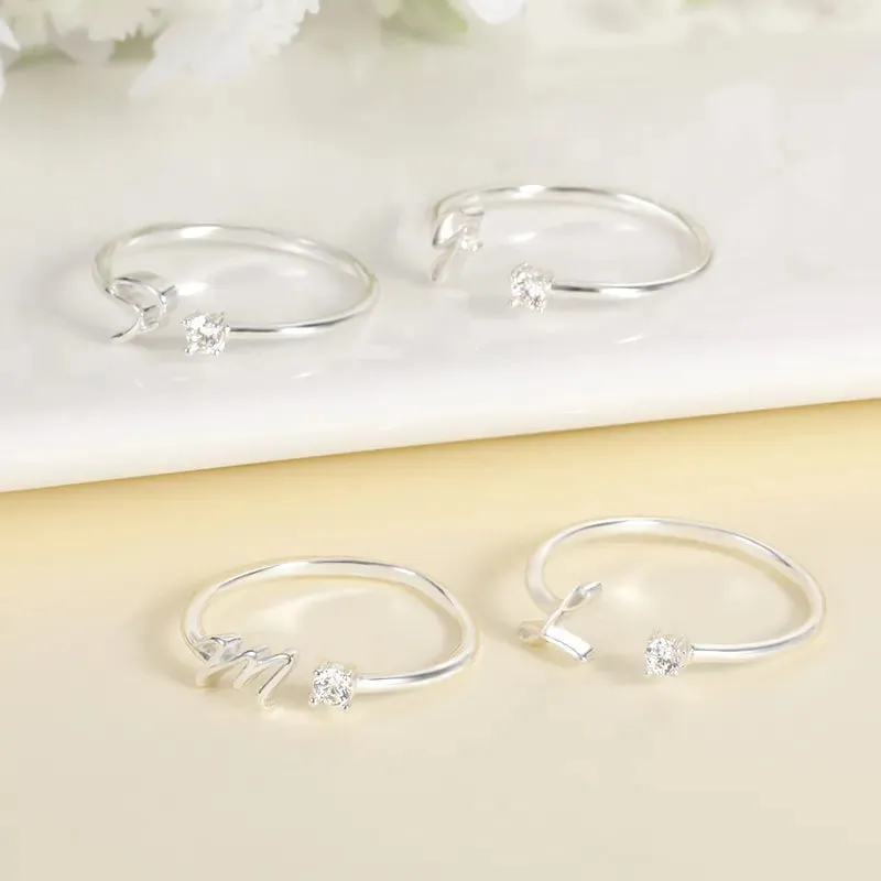 Adjustable Stainless Steel Initial Name Ring