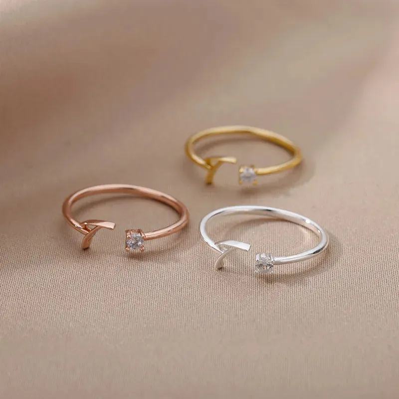 Adjustable Stainless Steel Initial Name Ring