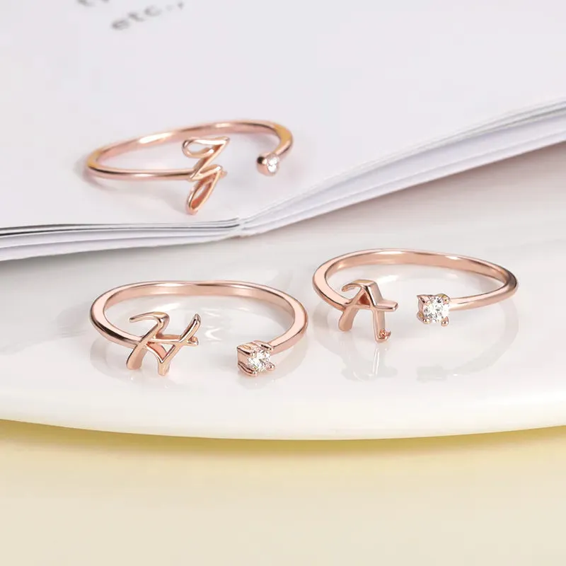 Adjustable Stainless Steel Initial Name Ring