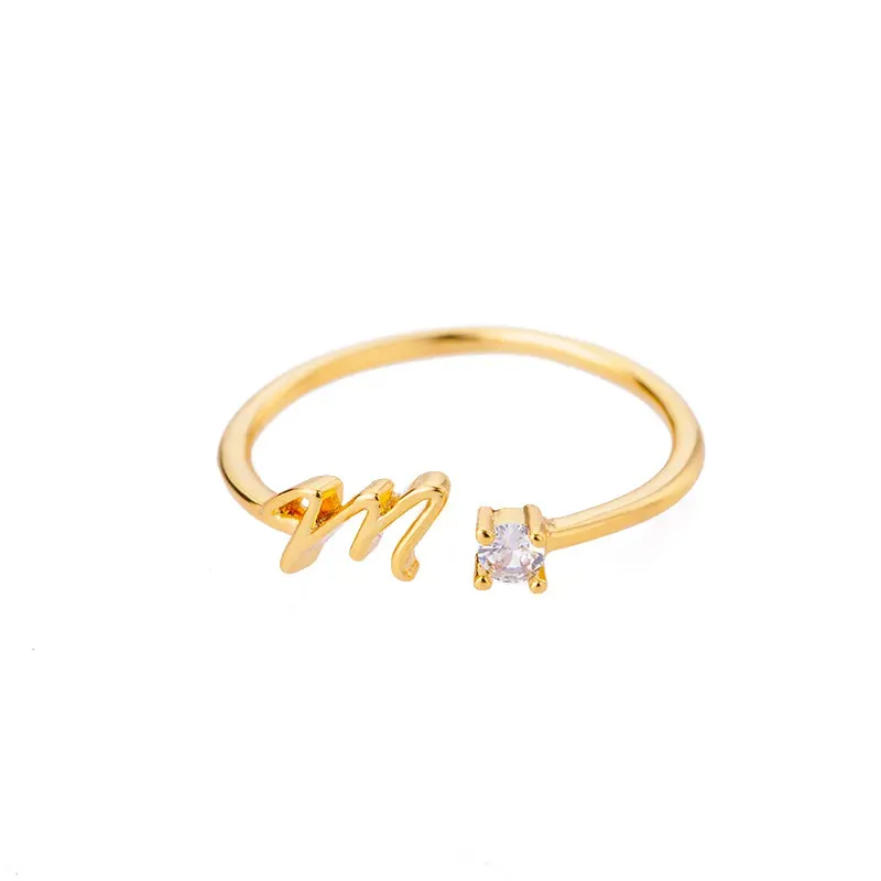 Adjustable Stainless Steel Initial Name Ring