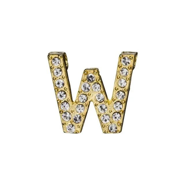 Alphabet Pendant, Letter 'W' with Tube Bail 12.5mm, Gold Finish (1 Piece)