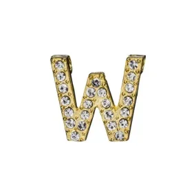Alphabet Pendant, Letter 'W' with Tube Bail 12.5mm, Gold Finish (1 Piece)